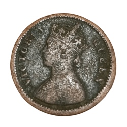 Alternative view of British India 1/2 PICE Year 1862 QUEEN VICTORIA Used Condition.