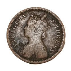 Alternative view of British India 1/2 PICE Year 1888 VICTORIA EMPRESS **V. SCARE** Used Condition.