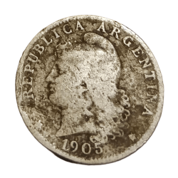 ARGENTINA Cu/Ni 20 CENTAVOS Year 1905 in Poor Grade.