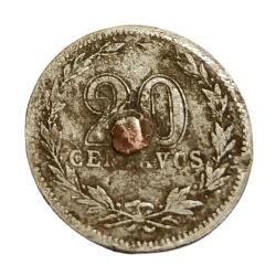 Alternative view of ARGENTINA Cu/Ni 20 CENTAVOS Year 1905 in Poor Grade.