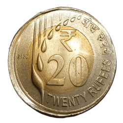 20 Rupees Bi-Metal Year 2020 Minor OFF CENTER Error UNC Grade.