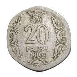 20 Paisa Aluminium Year 1988 Minor OFF CENTRE Error Collectable Grade.