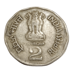 Alternative view of 2 Rupees Cu/Ni COMMEMORATIVE Issue C.R DAS Calcutta Mint "FAT & THIN" LION VARIETY SET 2 Coins **V. SCARE** Collectable Grades.