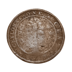 CEYLON Copper ONE CENT King EDWARD-VII **SCARE** Poor Grade.
