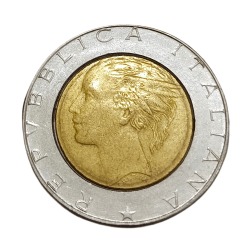 ITALY Bi-Metal 500 LIRE Year 1990 High Collectable Grade.