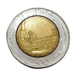 Alternative view of ITALY Bi-Metal 500 LIRE Year 1990 High Collectable Grade.