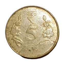 5 Rupees Ni/Brs Year 2016 Thin Layered EXTRA METAL Error High Collectable Grade.