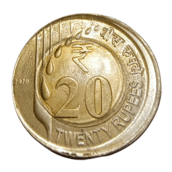 20 Rupees Bi-Metal Year 2020 Minor OFF CENTER Error UNC Grade.