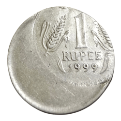 One Rupee Fss Old CORN Theme Year 1999 Major VERTICAL OFF CENTER Error **RARE** High Collectable Grade.