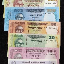 Bangladesh 9 pcs gem unc set 1000 to 2 rupees all different note unc