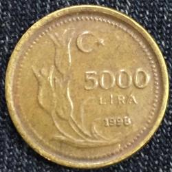 Turkey 5000 Lira 1998 Atatürk rare LOWEST PRICE coin #M-375