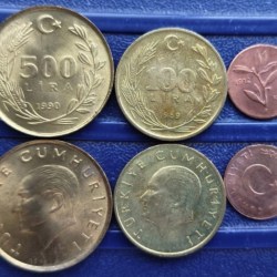 Turkey, 3 coin set, Fine Condition, May have some toning.