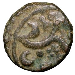 Alternative view of Copper Paisa of Jawad Mint of Gwalior State(1700-1800 AD) with Scimitar KM97