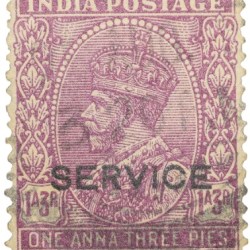 Postal Stamp of George V 1 Anna 3 Pies Pink Colour - Used Condition as per Image.