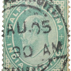 Postal Stamp of Edward VII 1/2 Anna Green Colour Used Condition as per Image.