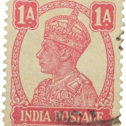 Postal Stamp of George VI 1 Anna Red Colour - Used Condition as per Image.