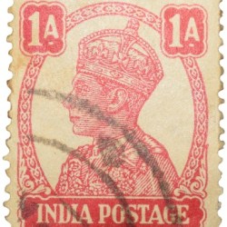 Postal Stamp of George VI 1 Anna Red Colour - Used Condition as per Image.