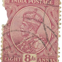 Postal Stamp of George V 8 Annas Dull Pink-Red Colour - Used Condition as per Image.