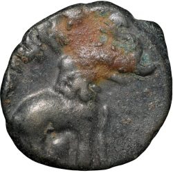 Potin Coin of Pulumavis (1st Cen. BC) of Satavahan Dynasty Elephant Right