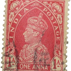 Postal Stamp of George VI 1 Anna Red Colour - Used Condition as per Image.