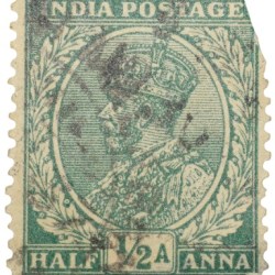 Postal Stamp of George V 1/2 Anna Green Colour - Used Condition as per Image.