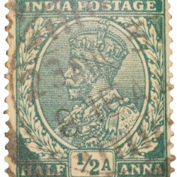 Postal Stamp of George V 1/2 Anna Green Colour - Used Condition as per Image.