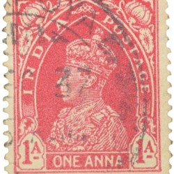 Postal Stamp of George VI 1 Anna Red Colour - Used Condition as per Image.