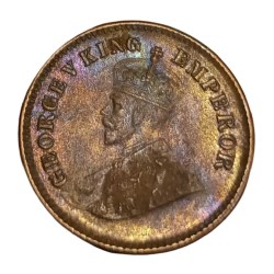 Alternative view of British India Copper 1/2 PICE Year 1927 King GEORGE-V High Collectable Grade.