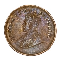 Alternative view of British India Copper 1/2 PICE Year 1927 King GEORGE-V High Collectable Grade.