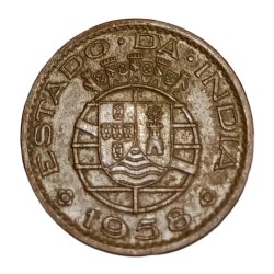 Alternative view of INDIA PORTUGUESE Copper 30 CENTAVOS Year 1958 Estado Da India High Collectable Grade.