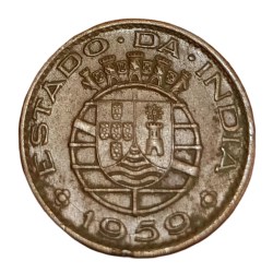 Alternative view of INDIA PORTUGUESE Copper 30 CENTAVOS Year 1959 Estado Da India High Collectable Grade.