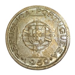 INDIA PORTUGUESE Cu/Ni ONE ESTADO Year 1959 **SCARE** High AUNC Grade.