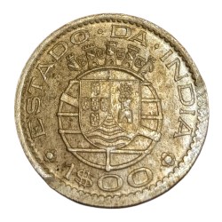 Alternative view of INDIA PORTUGUESE Cu/Ni ONE ESTADO Year 1959 **SCARE** High AUNC Grade.