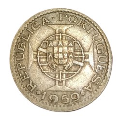 INDIA PORTUGUESE Cu/Ni 60 CENTAVOS Year 1959 Estado Da India in High Collectable Grade.