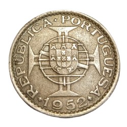 Alternative view of INDIA PORTUGUESE Cu/Ni 1 RUPIA Year 1952 **V. RARE** High Collectable Grade.