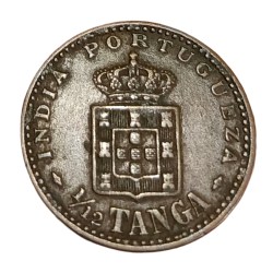 INDIA PORTUGUESE Bronze 1/12 TANGA Year 1903 "MCM III" CARLOS-I Small Size **RARE** High Collectable Grade.