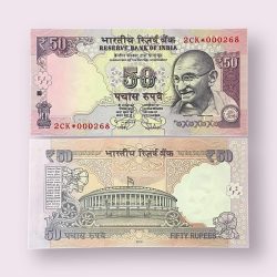 Rs 50 STAR REPLACEMENT LOW SERIAL 000268 PREFIX 2CK Signed by D Subbarao Year 2013 Issue Gem Unc