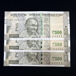 Rs 500 TWIN SET Gem Unc Very Unique Bank Note Set SUPER Solid Number 1RT 111111 TRIO