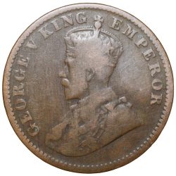 Bronze 1/4 Anna of George V (AD 1914) of Calcutta Mint