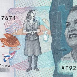2000 Pesos of Colombia Country (AD 2021) with Débora Arango, birds & landscape