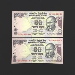 FS 36 Rs 50 STAR REPLACEMENT Issue Signed by Raghuram Rajan Inset PLAIN Year 2015 Issue PREFIX 9CU Gem Unc