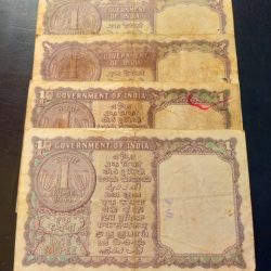 Alternative view of Reserve Bank of India 4 different old issue 1 ruppee notes 1957 to 1965 4. piece given Condition as image rare note Same and similar piece available