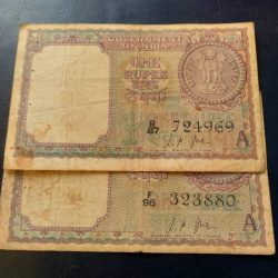 Reserve Bank of India 1 ruppee notes L.K.jha 1963. 2 piece given Condition as image rare note Same and similar piece available