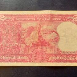 Alternative view of Reserve Bank of India 2 ruppee Back side mahatma Gandhi Excellent condition rare note Same and similar piece available
