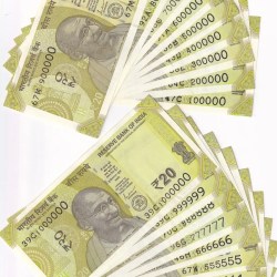 20Rupees 100000 to 900000, 111111 to 1000000 Nineteen Fancy Numbers UNC Notes Set Rare