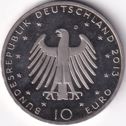 Alternative view of 10 Euros 2013 Richard Wagner Proof Copper Nickel Coin