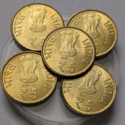 Alternative view of 5 Rs Swami Vivekananda Kolkata Coin UNC