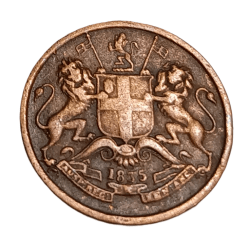 Alternative view of British India Copper 1/12 ANNA Year 1835 EAST INDIA COMPANY **V. SCARE** High Collectable Grade.