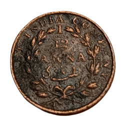 British India Copper 1/12 ANNA Year 1835 EAST INDIA COMPANY **V. SCARE** Collectable Grade.
