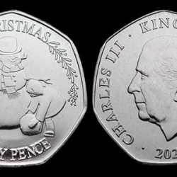 Gibraltar, 50 Pence, 2023, Charles III - Christmas 2023, KM #1909, UNC Condition.